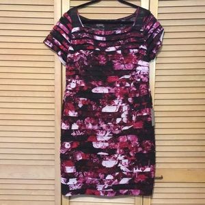 Beautiful Floral Mesh Lined Ribbed Dress